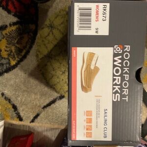 Rockport Women's Tan Slip-On Boat Shoe Steel Toe